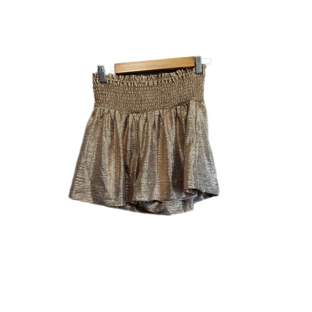 Zenana Metallic Gold Shorts Womens Small Gold Excellent Smocked High Waist